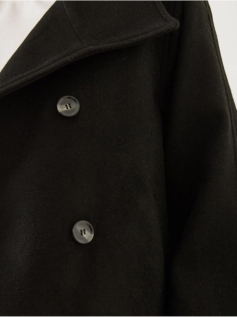 Veste croisée en laine boutonnée bianco lucci Noir - Kiabi