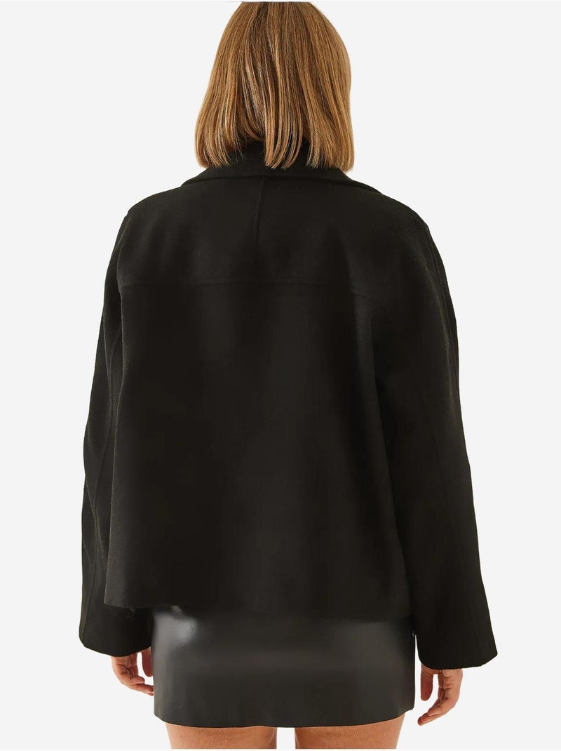 Veste croisée en laine boutonnée bianco lucci Noir - Kiabi