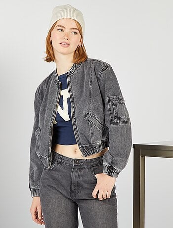 Veste crop top en denim