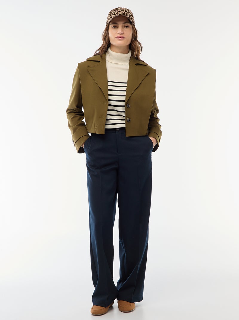 Veste cropped style trench Vert - Kiabi