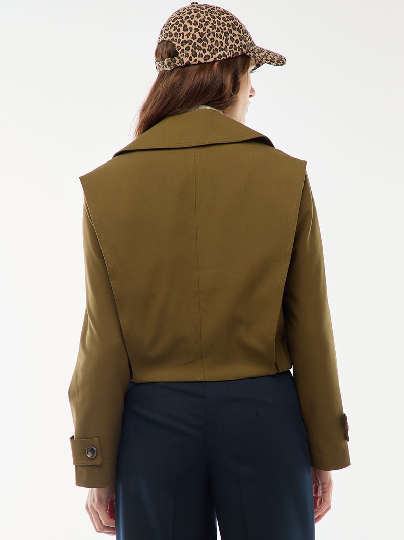 Veste cropped style trench Vert - Kiabi