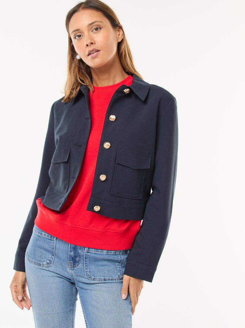 Veste de costume avec boutons dorés coupe courte Bleu - Kiabi