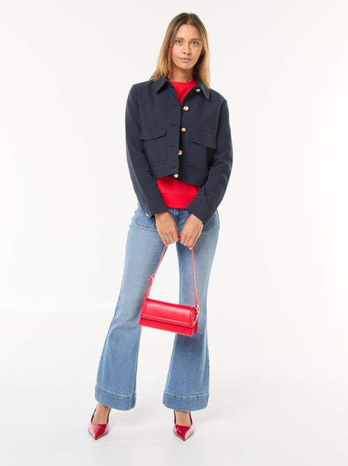 Veste de costume avec boutons dorés coupe courte - Kiabi