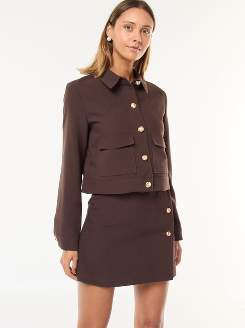 Veste de costume avec boutons dorés coupe courte - Kiabi