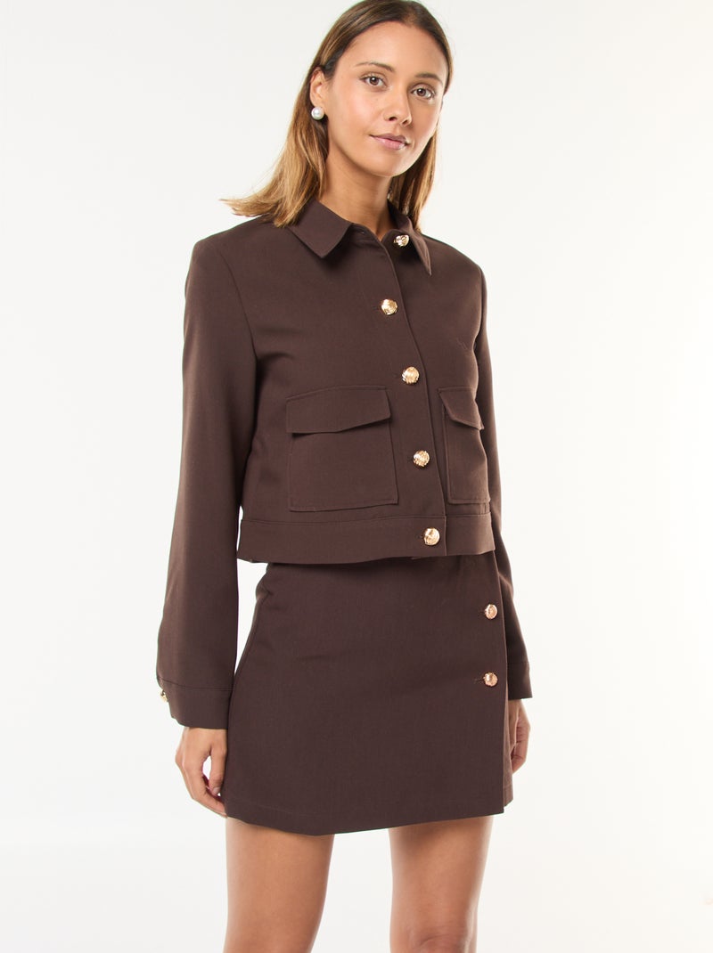 Veste de costume avec boutons dorés coupe courte Marron - Kiabi