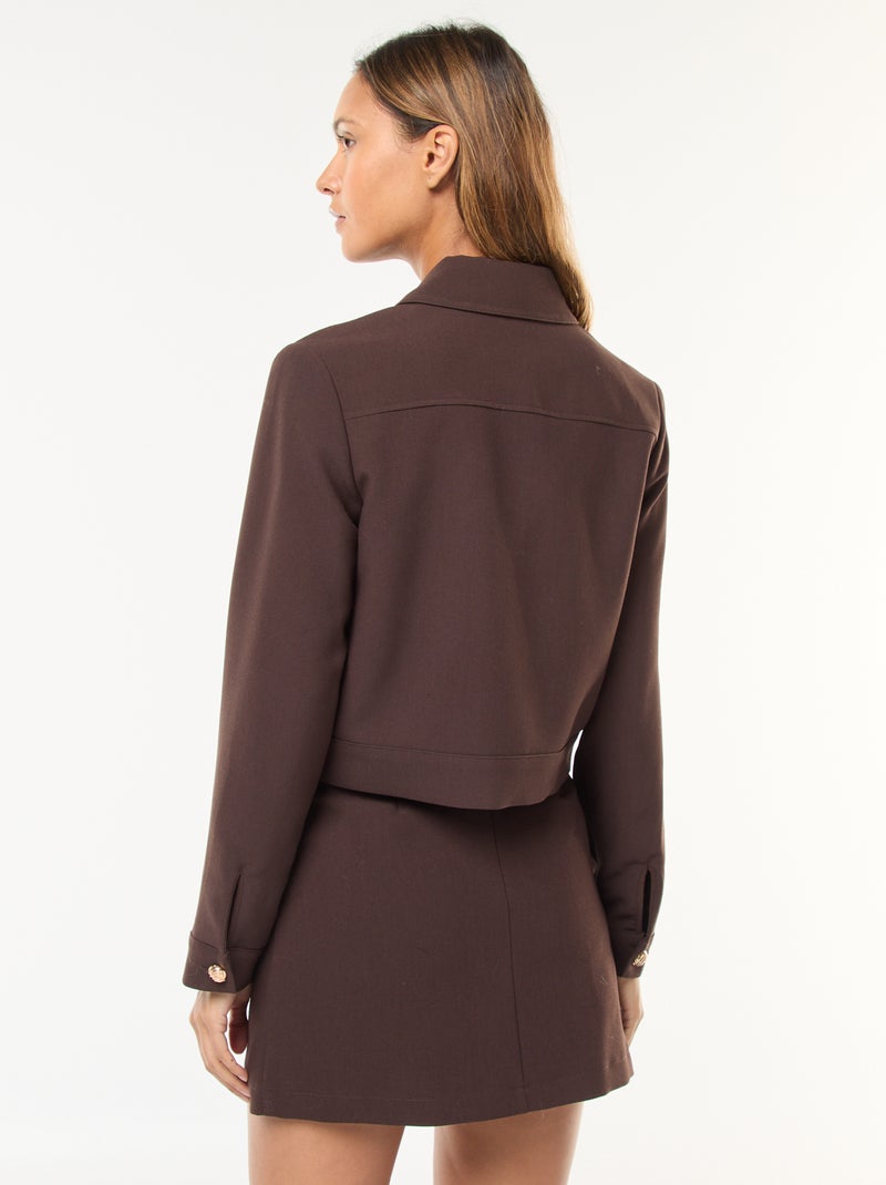 Veste de costume avec boutons dorés coupe courte Marron - Kiabi