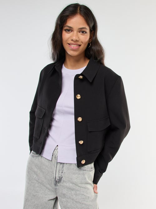 Veste de costume avec boutons dorés coupe courte - Kiabi