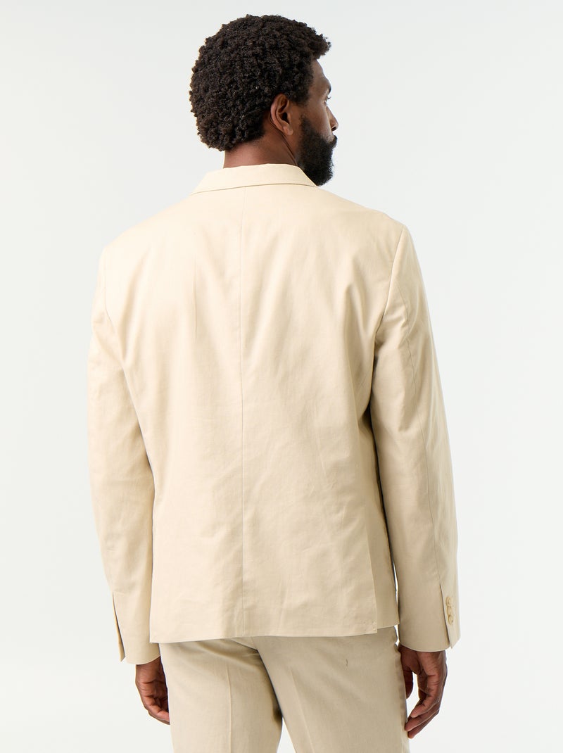 Veste de costume en coton et lin Beige - Kiabi