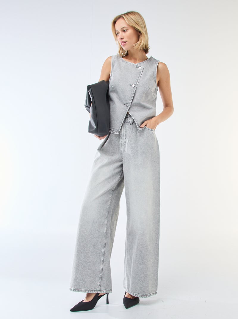 Veste de costume en denim Gris - Kiabi