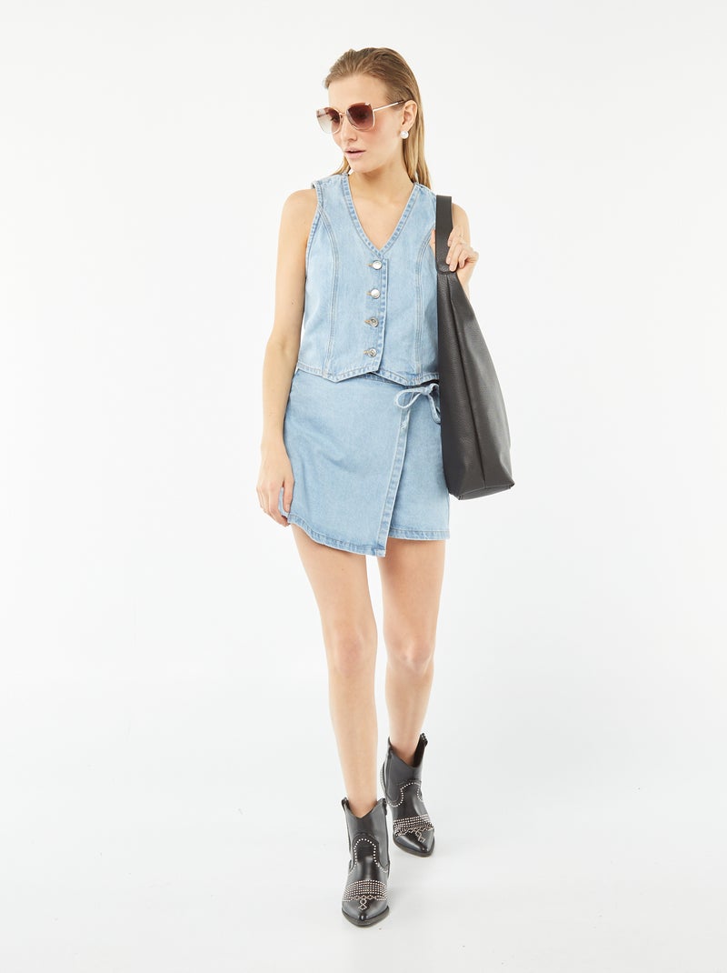 Veste de costume en jean BLEU - Kiabi