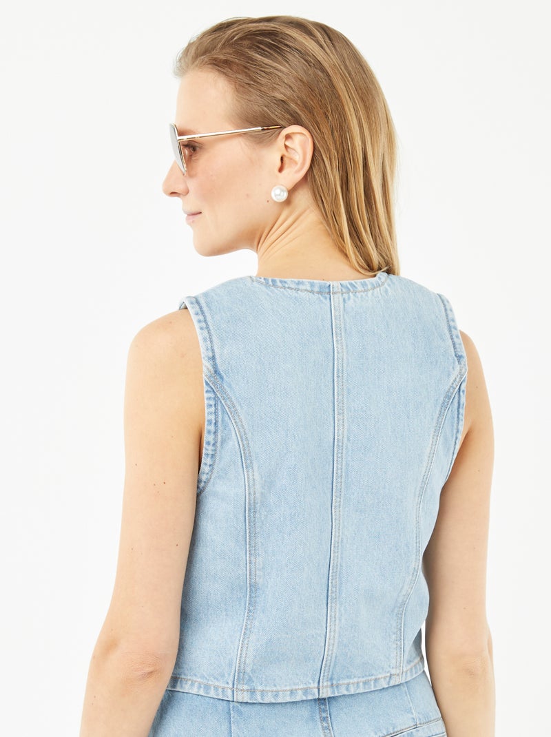 Veste de costume en jean BLEU - Kiabi