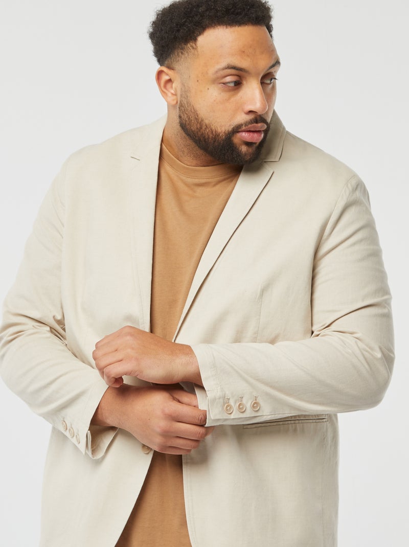 Veste de costume en lin mélangé beige - Kiabi