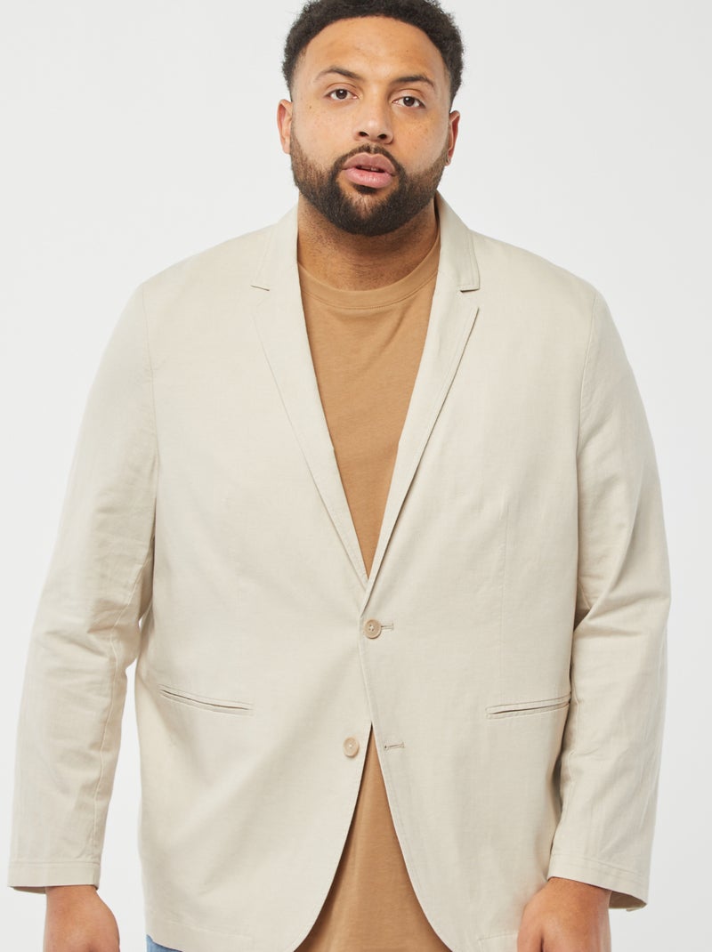 Veste de costume en lin mélangé beige - Kiabi