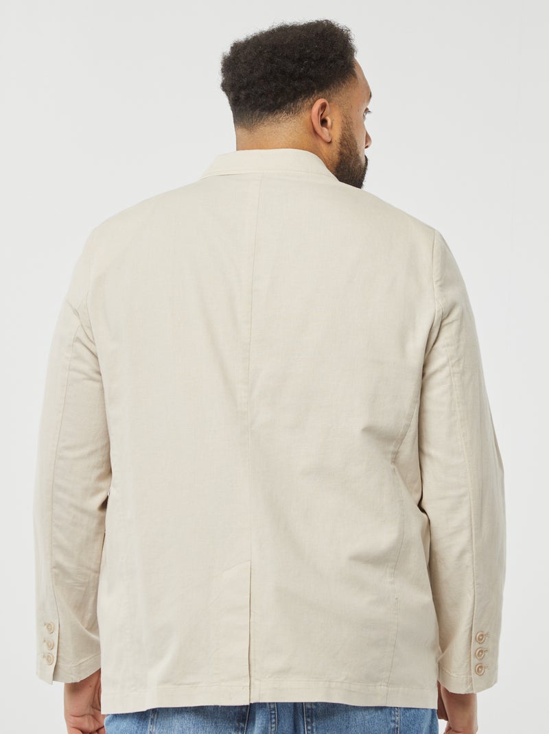 Veste de costume en lin mélangé beige - Kiabi