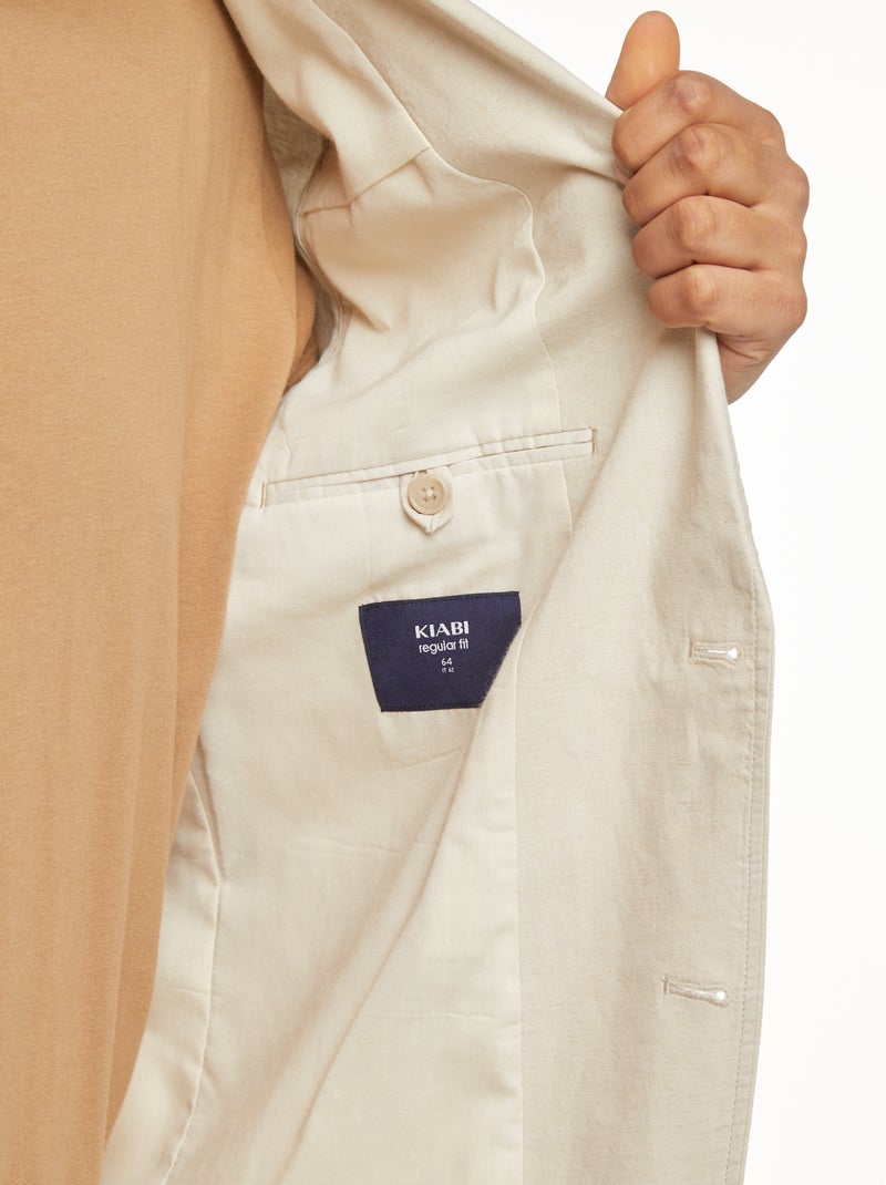 Veste de costume en lin mélangé beige - Kiabi