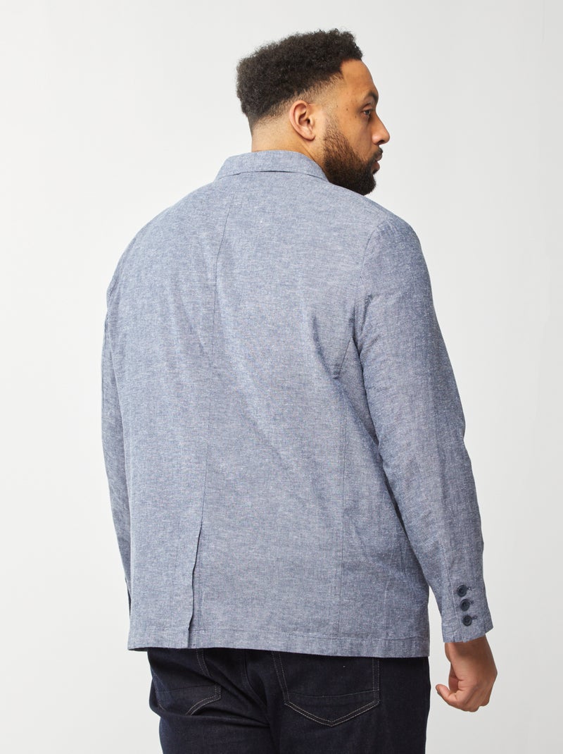 Veste de costume en lin mélangé BLEU - Kiabi