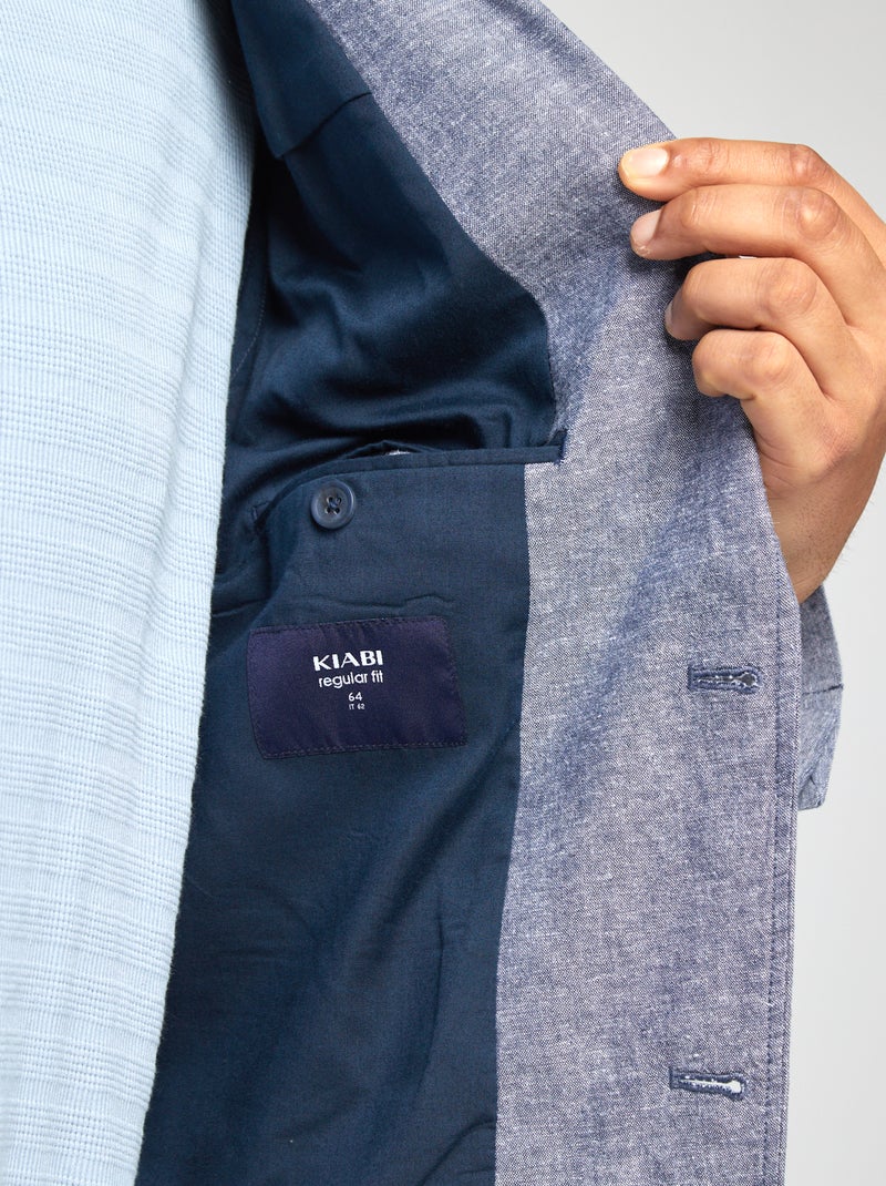 Veste de costume en lin mélangé BLEU - Kiabi