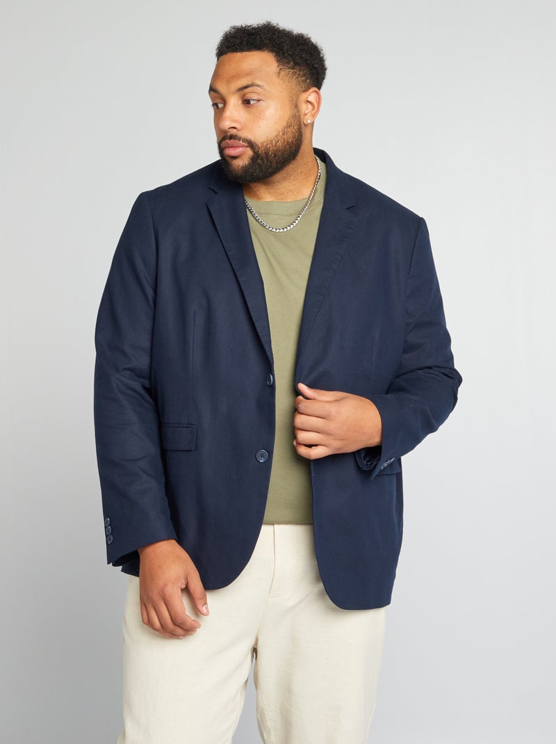 Veste de costume en lin mélangé bleu marine - Kiabi