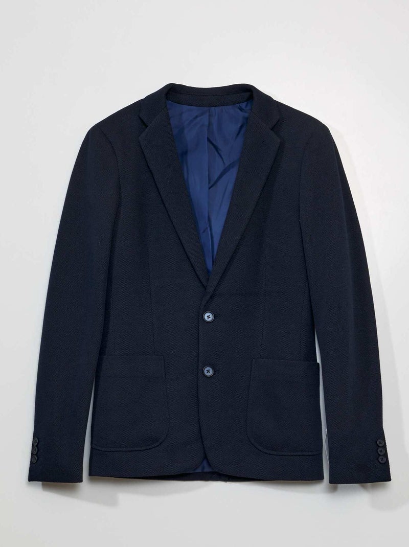 Veste de costume en maille piquée Bleu - Kiabi