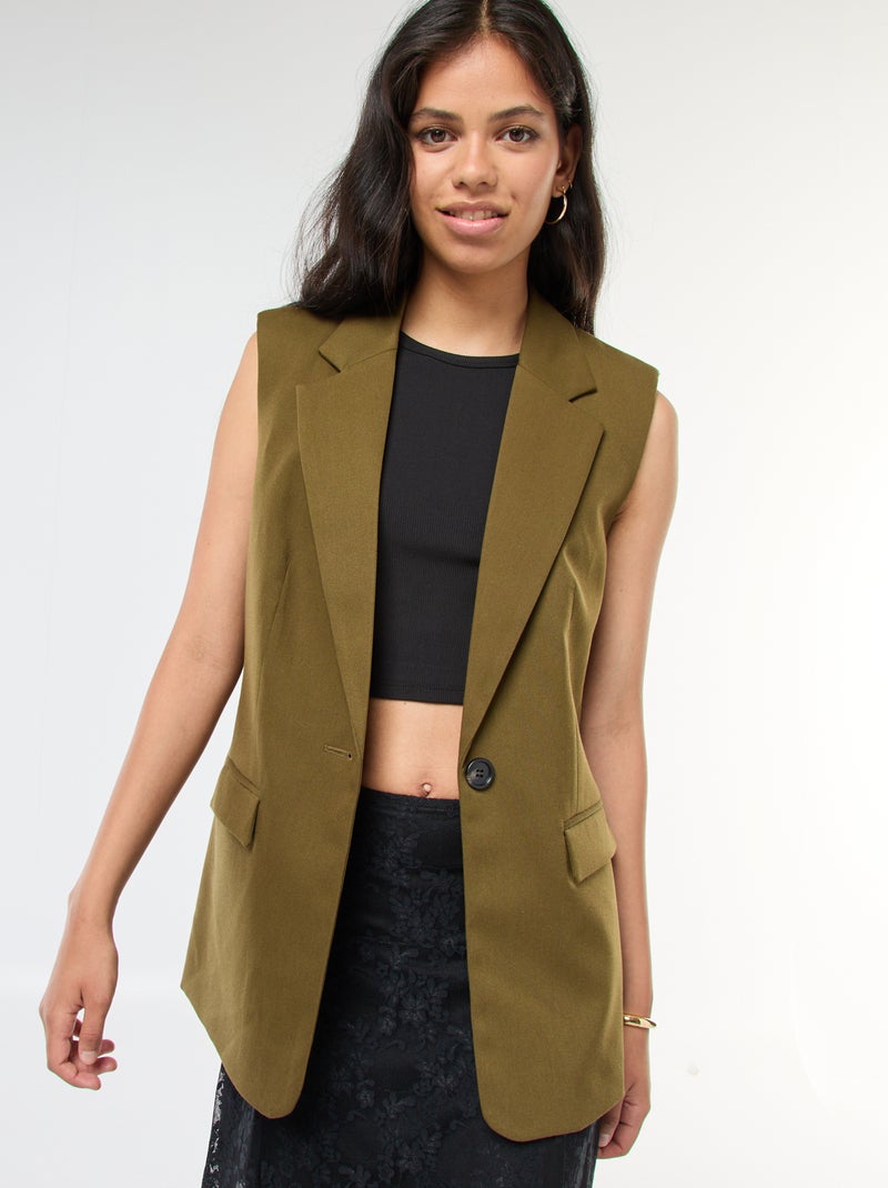Veste de costume sans manches Kaki - Kiabi