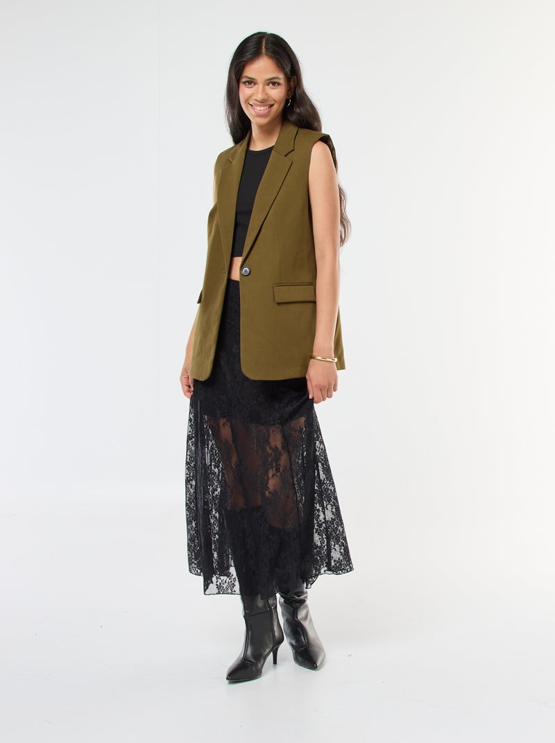 Veste de costume sans manches Kaki - Kiabi