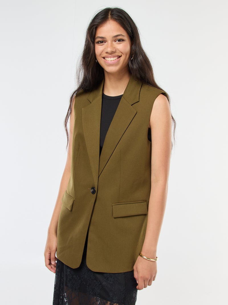 Veste de costume sans manches Kaki - Kiabi