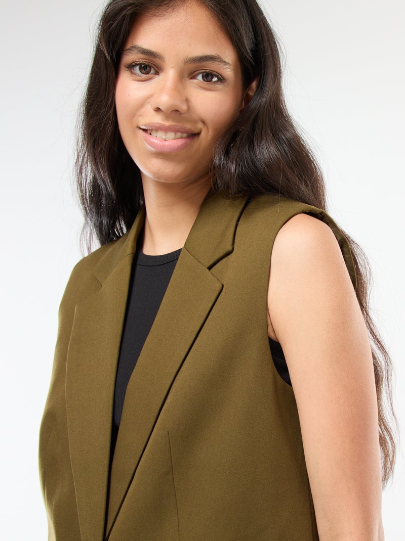 Veste de costume sans manches Kaki - Kiabi