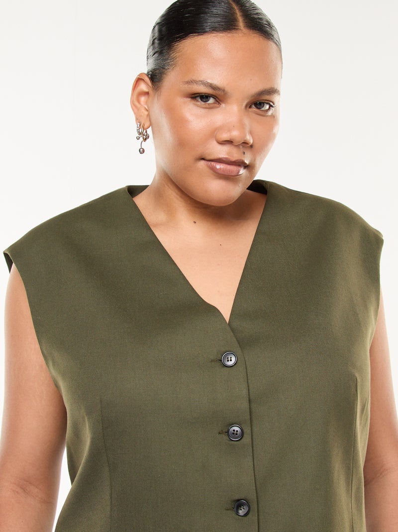 Veste de costume sans manches Kaki - Kiabi