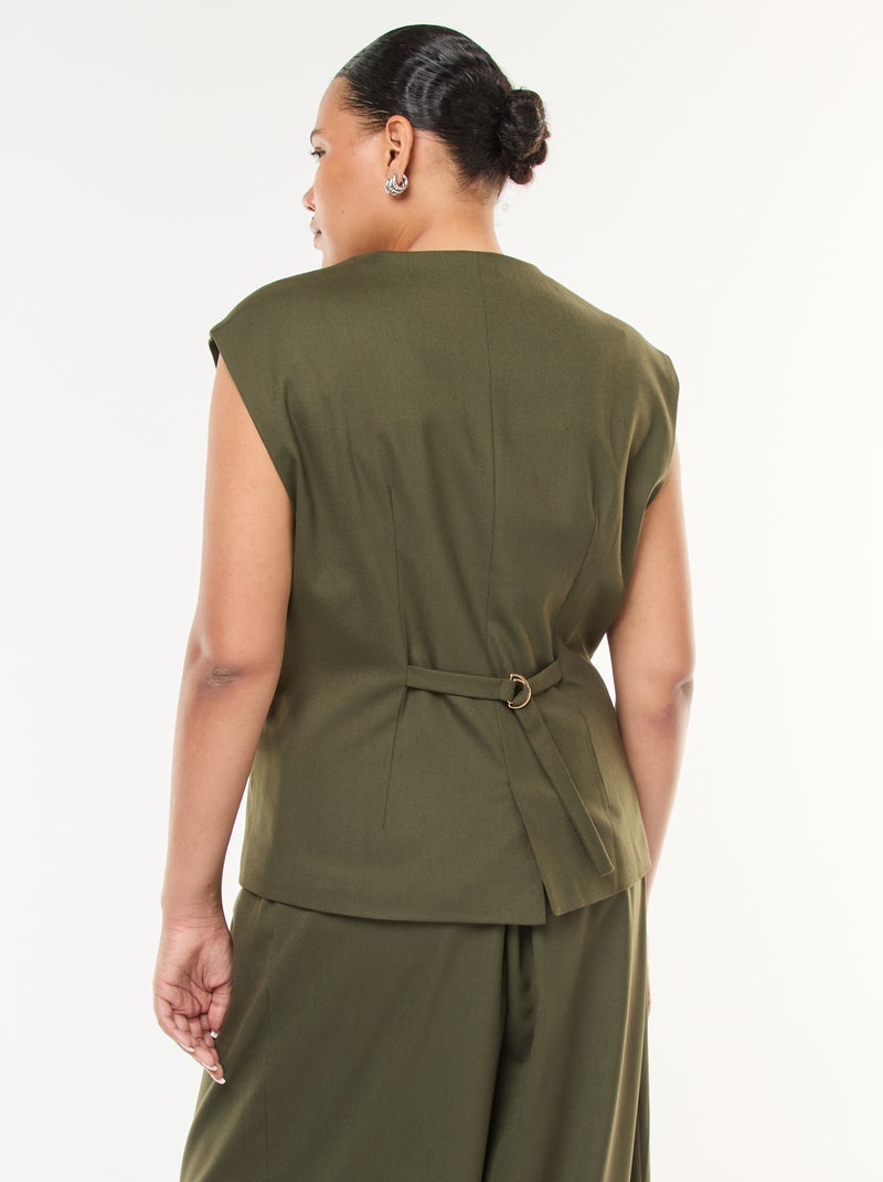 Veste de costume sans manches Kaki - Kiabi