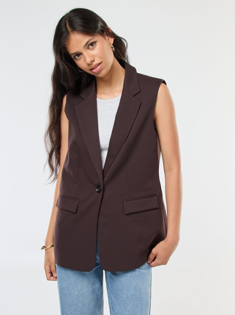 Veste de costume sans manches Marron - Kiabi