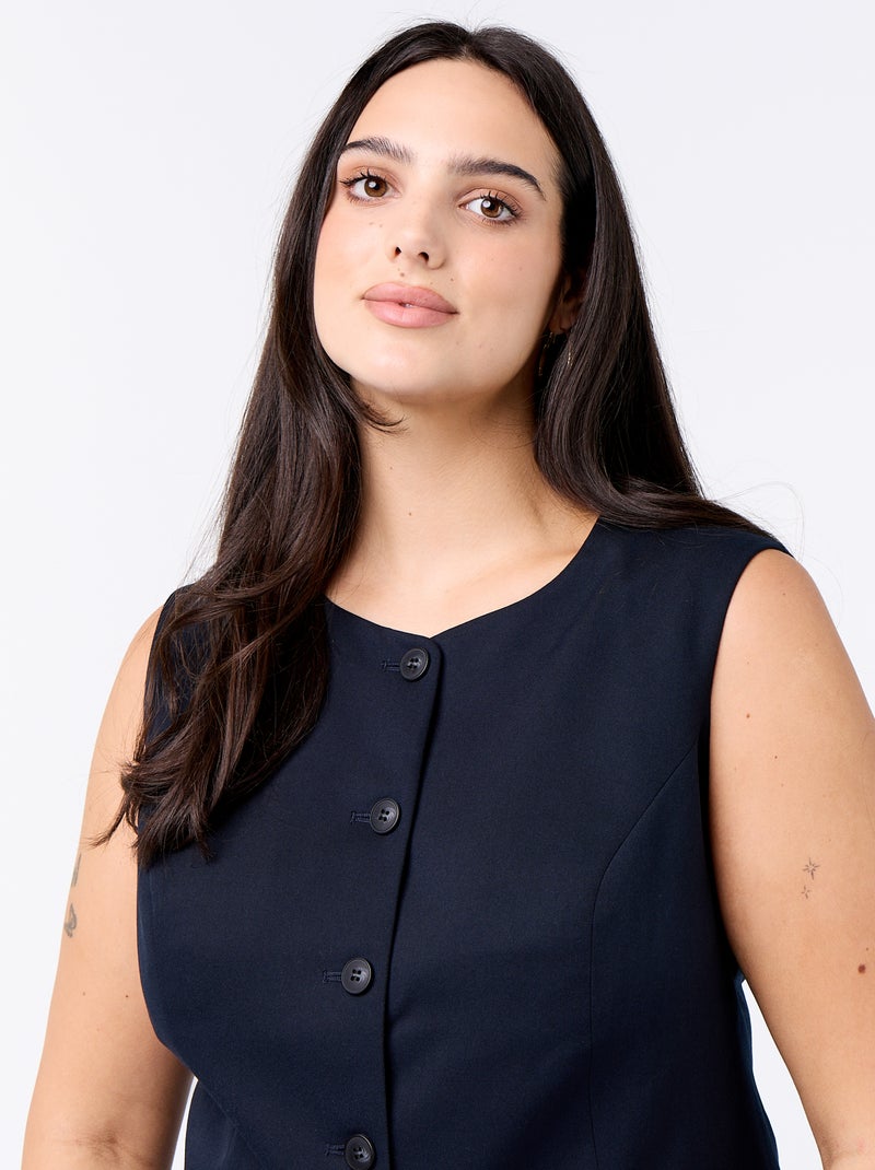Veste de costume sans manches unie Bleu - Kiabi