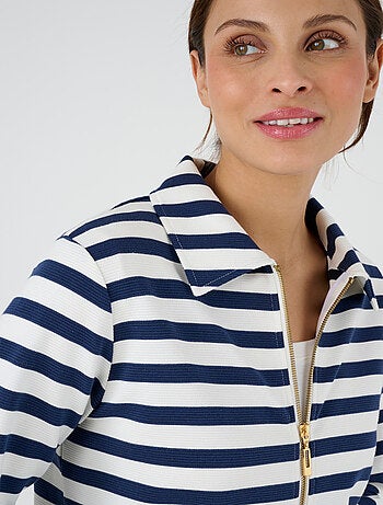 Veste de détente maille ottoman rayée - Happy D. by Damart