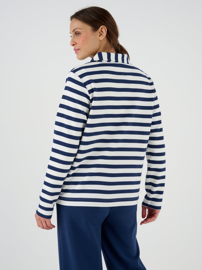 Veste de détente maille ottoman rayée - Happy D. by Damart Blanc - Kiabi