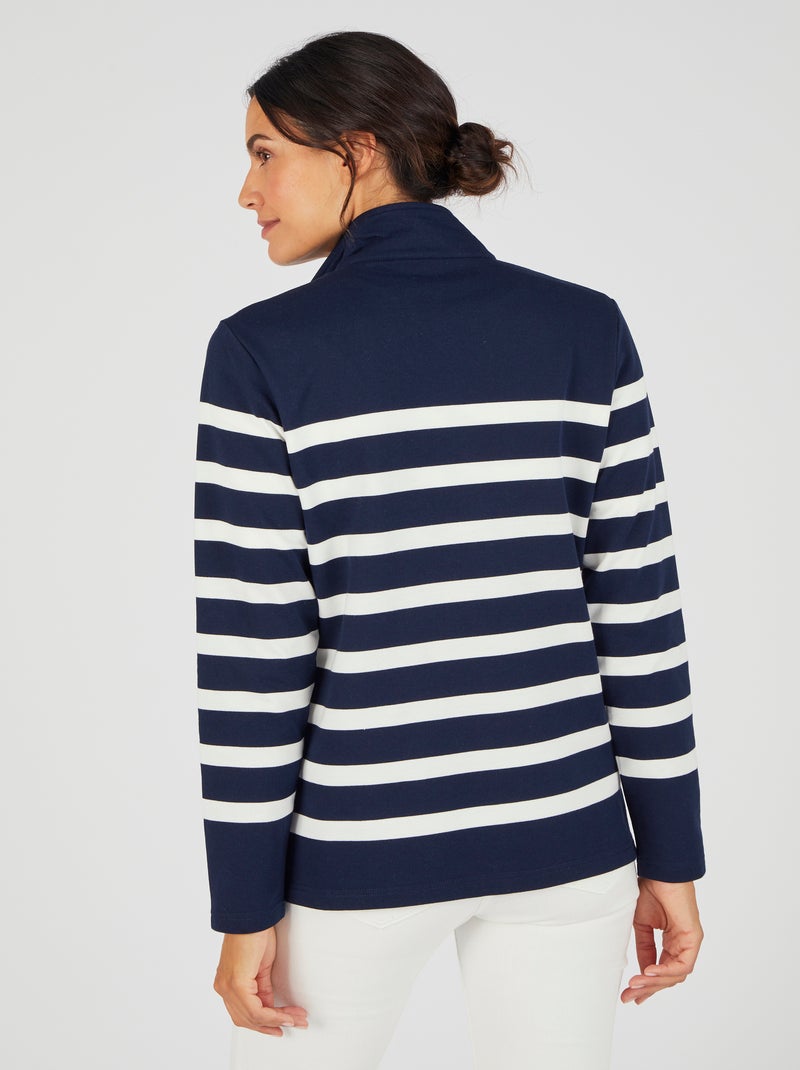 Veste de détente molleton rayé - Happy D. by Damart Bleu marine - Kiabi