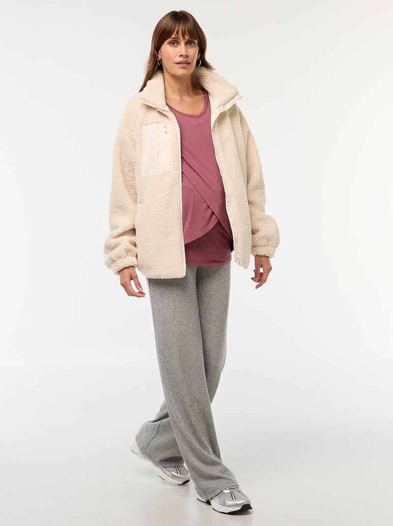 Veste de maternité effet moutonné Crème - Kiabi