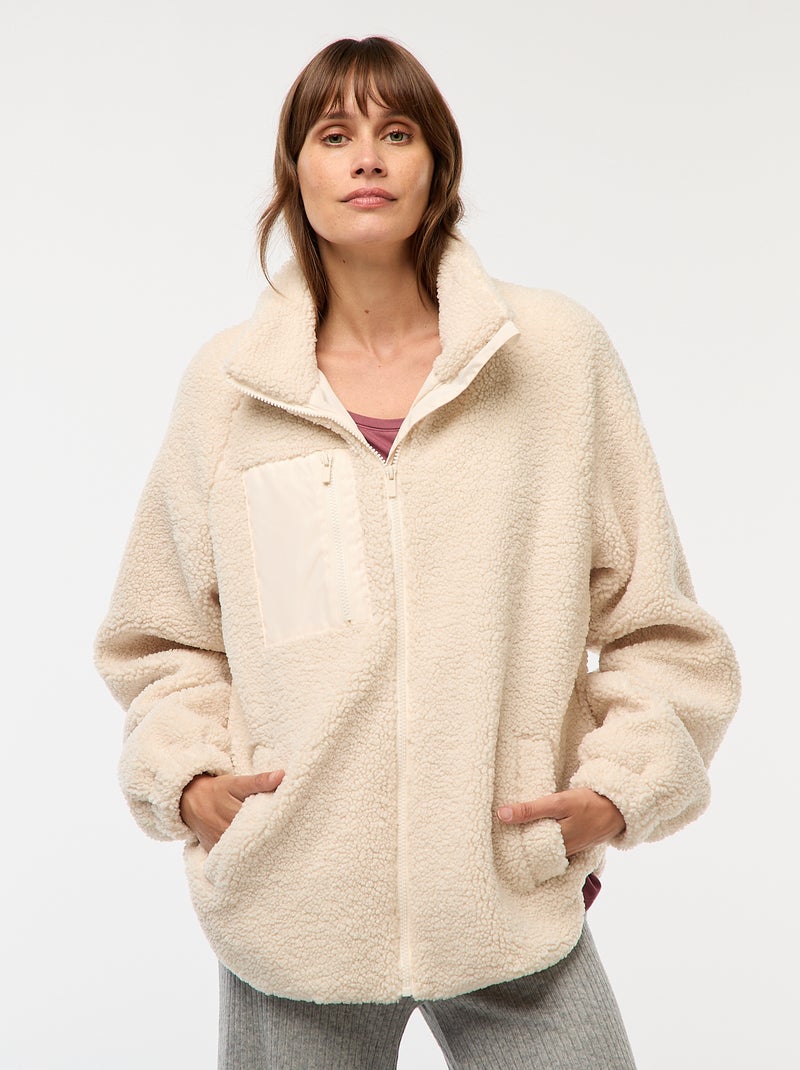 Veste de maternité effet moutonné Crème - Kiabi