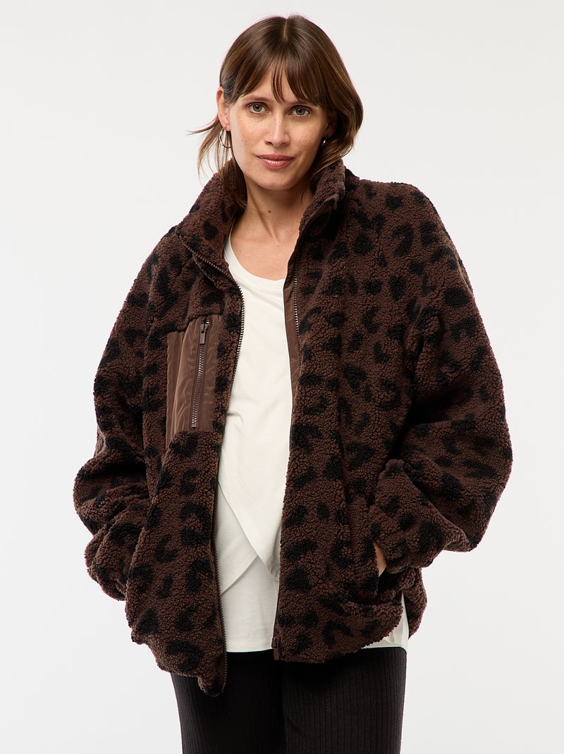 Veste de maternité effet moutonné Léopard - Kiabi