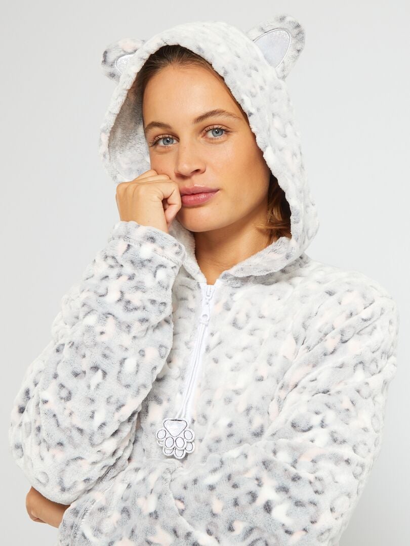 Veste de pyjama en polaire 'chat' - Gris clair - Kiabi - 22.00€