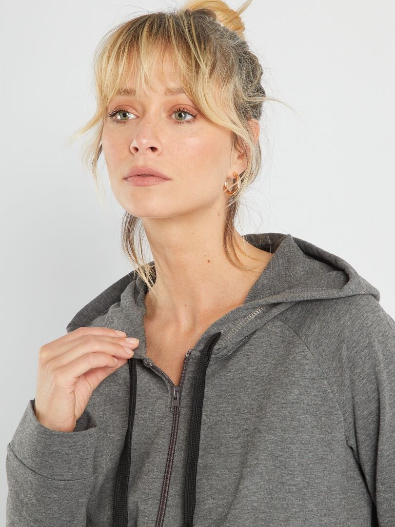 Veste de sport à capuche gris - Kiabi