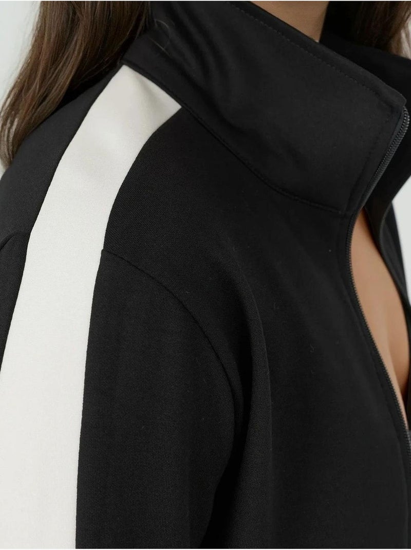 Veste de sport à col montant en modal doux au toucher Noir - Kiabi