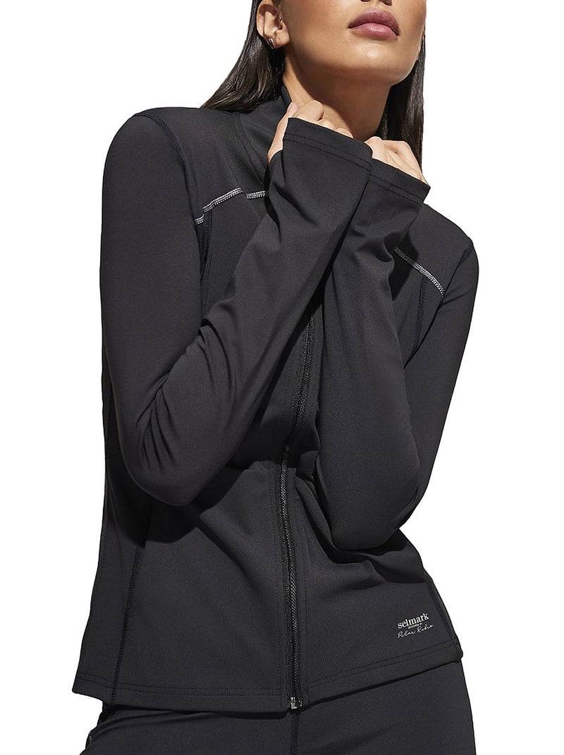 Veste de sport zippée manches longues Tech ST4 Noir - Kiabi