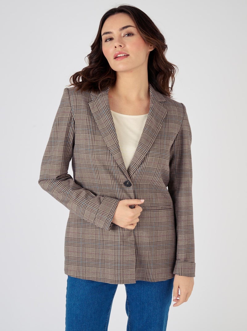 Veste de tailleur à carreaux - Damart Bleu Rose - Kiabi