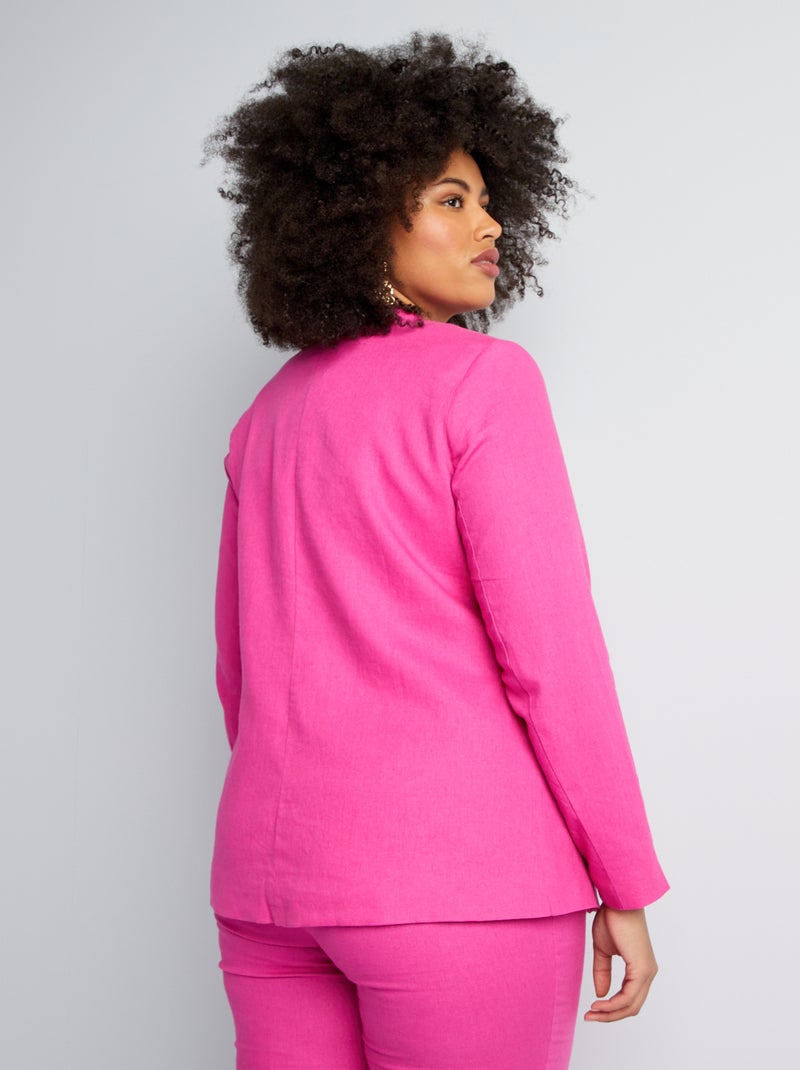 Veste de tailleur à col droit avec lin Rose - Kiabi