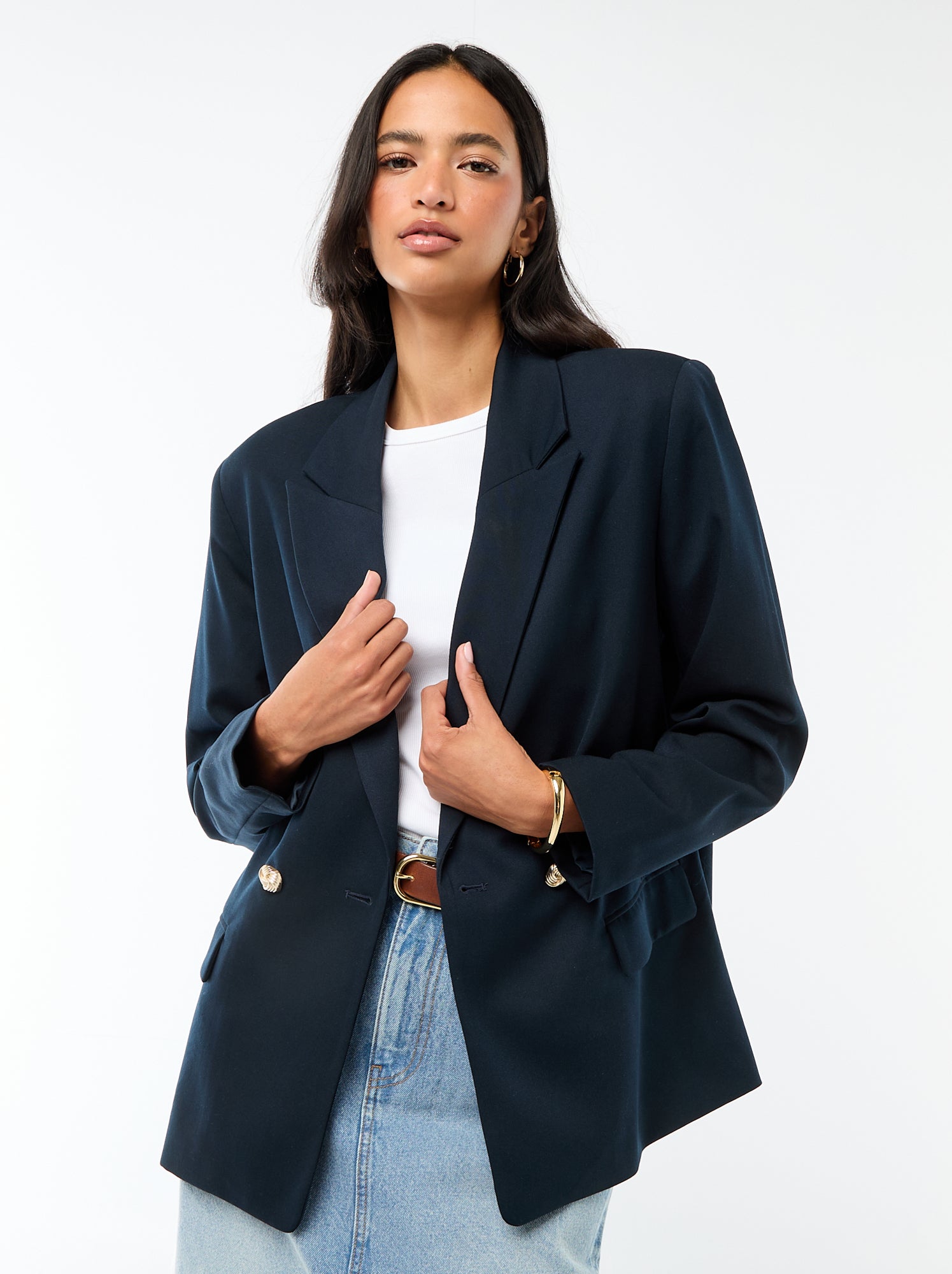 Veste de tailleur avec ouverture double boutonnage