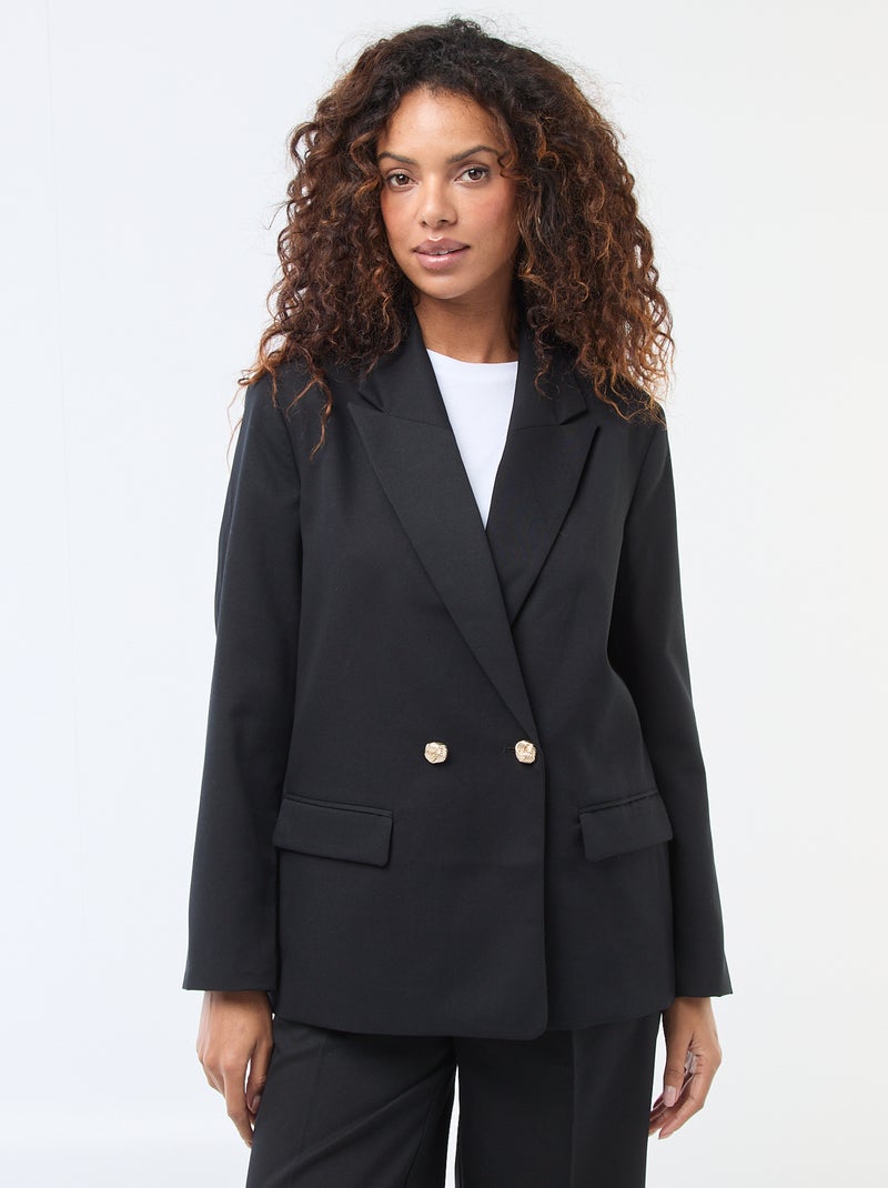 Veste de tailleur avec ouverture double boutonnage Noir - Kiabi