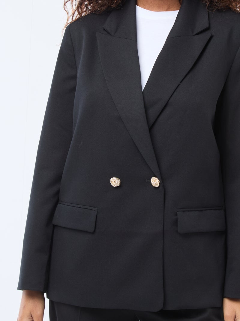 Veste de tailleur avec ouverture double boutonnage Noir - Kiabi