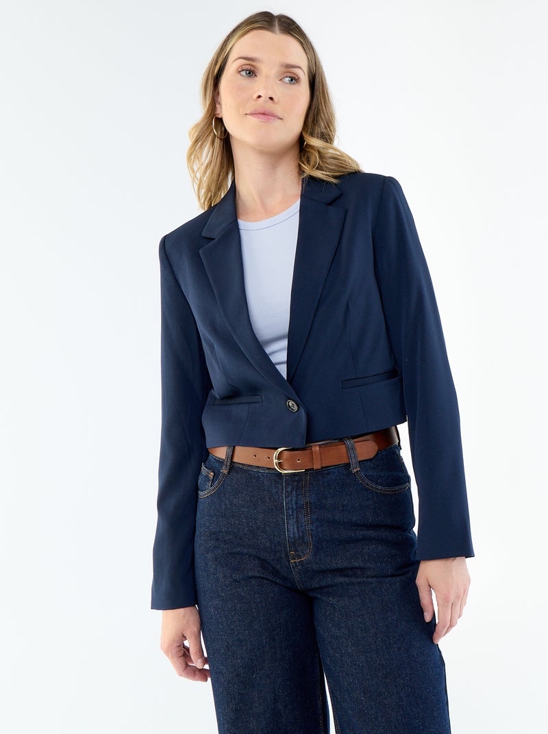 Veste de tailleur coupe courte Bleu - Kiabi