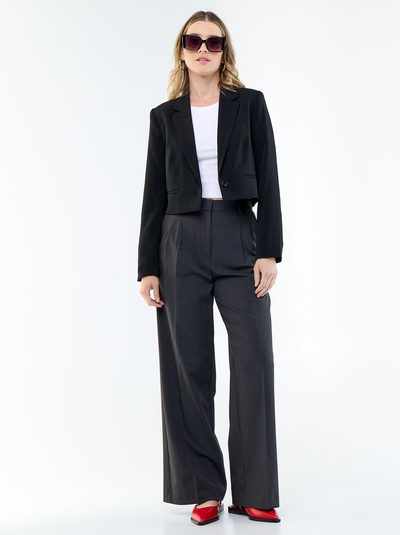 Veste de tailleur coupe courte Noir - Kiabi