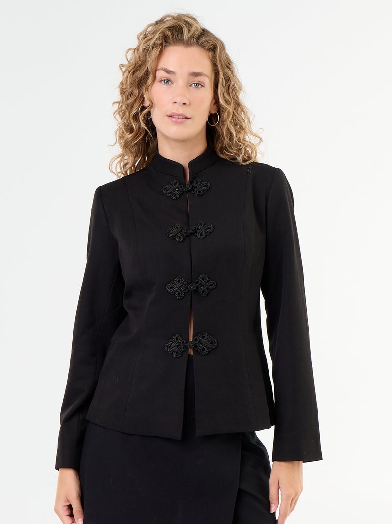 Veste de tailleur détail de fermeture mandarin Noir - Kiabi