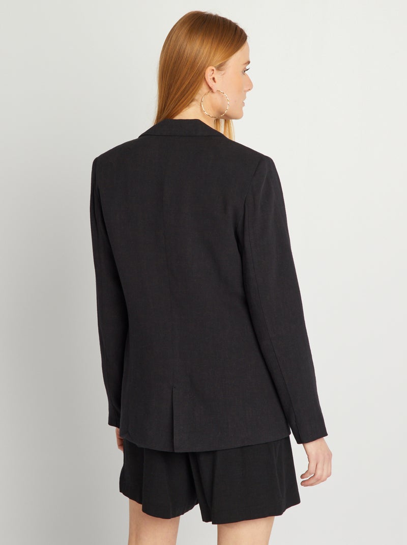 Veste de tailleur en lin noir - Kiabi
